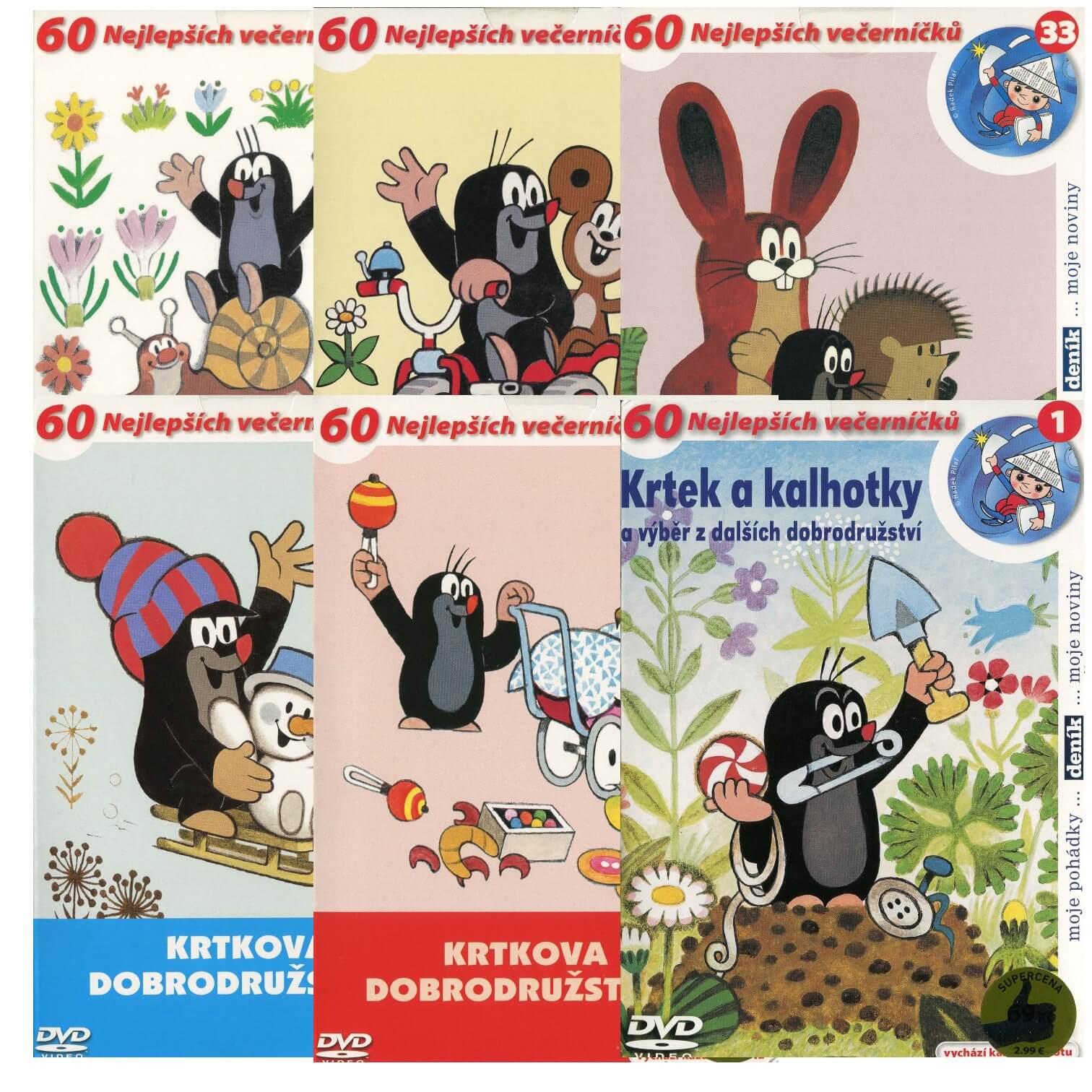 Levně Krtkova dobrodružství - kolekce 1-5+Krtek a kalhotky (6 DVD) (papírový obal)
