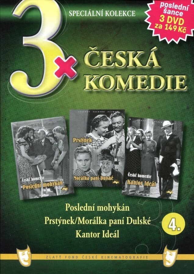 Levně 3xČeská komedie 4 (Poslední mohykán / Prstýnek + Morálka paní Dulské / Kantor Ideál) - 3DVD