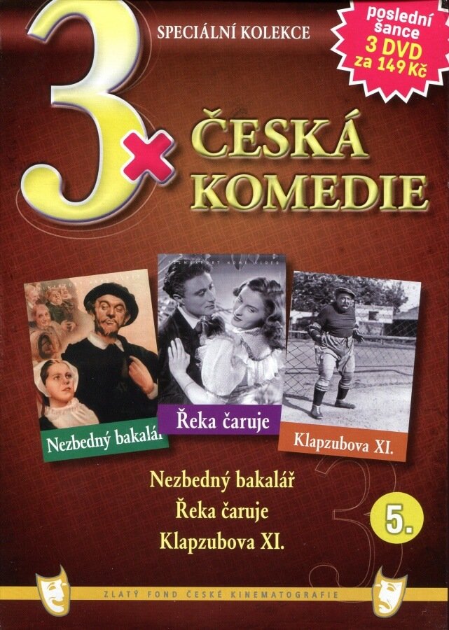 Levně 3xČeská komedie 5 (Nezbedný bakalář / Řeka čaruje / Klapzubova XI.) - 3DVD