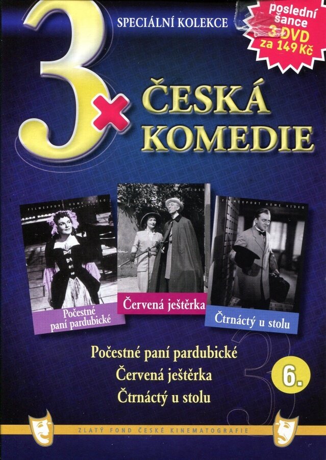 Levně 3xČeská komedie 6 (Počestné paní pardubické / Červená ještěrka / Čtrnáctý u stolu) - 3DVD