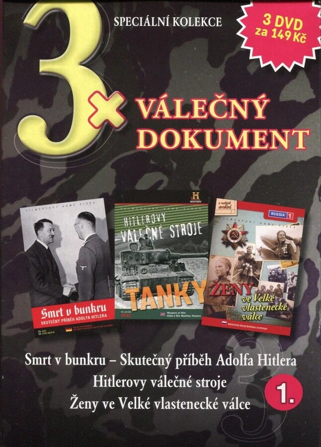 3xVálečný dokument 1 (Smrt v bunkru,Hitlerovy válečné stroje,Ženy ve Velké vlastenecké válce) kolekc